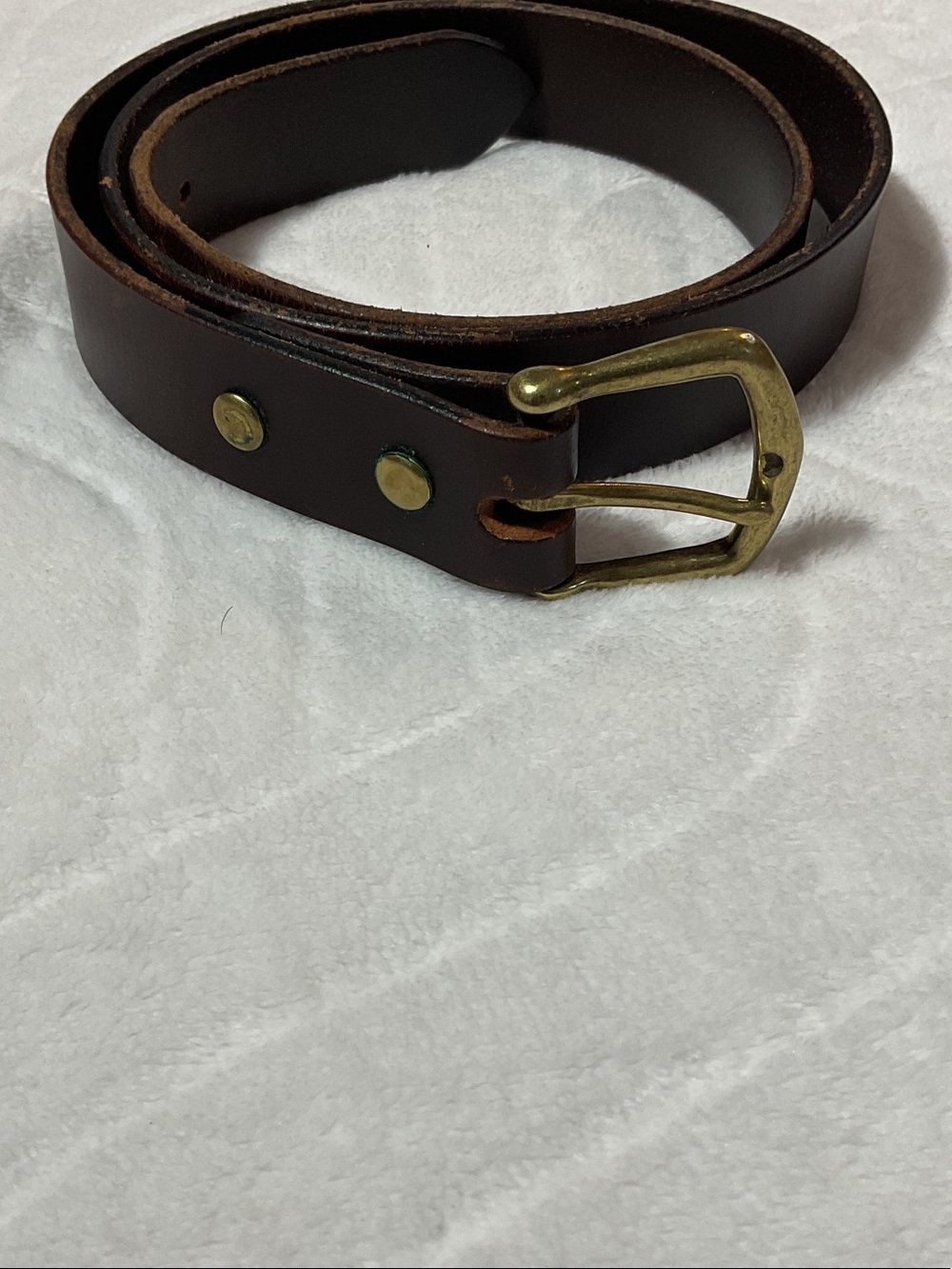 Men's Dark Brown Leather Belt with Brass Buckle